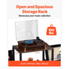 VEVOR Record Player Stand, 3 Tiers Metal Vinyl Record Stand, Turntable Stand with Record Holder Vinyl Display Shelf, Wooden Record Holder Ideal for Bedroom, Living Room, Black