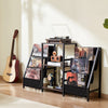 VEVOR Record Player Stand, 3 Tiers Metal Vinyl Record Stand, Turntable Stand with Record Holder Vinyl Display Shelf, Wooden Record Holder Ideal for Bedroom, Living Room, Black