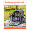 VEVOR Picnic Backpack, Beach Picnic Backpack Bag for 2 Person with Insulated Cooler Compartment, Detachable Bottle/Wine Holder, Lightweight Blanket, Plates and Cutlery Set for Hiking, Camping, Grey