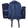 VEVOR Picnic Backpack, Beach Picnic Backpack Bag for 2 Person with Insulated Cooler Compartment, Detachable Bottle/Wine Holder, Lightweight Blanket, Plates & Cutlery Set for Hiking, Camping, Navy Blue