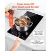 VEVOR Induction Cooktop 12in 2 Burners Built-in Electric Stove 220V 3500W, Low-Power Continuous Heating, Induction Burner for Kitchen, 9 Power Levels, LED Touch Screen, Ceramic Glass, and Child Lock