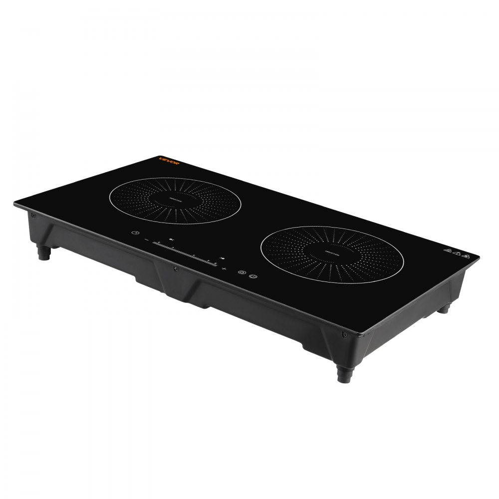 VEVOR Induction Cooktop 24inch 2 Burners Built-in Electric Stove 110V 1800W, Low-Power Continuous Heating, Induction Burner, with 9 Power Levels, LED Touch Screen, and Child Lock, for Kitchen, RV