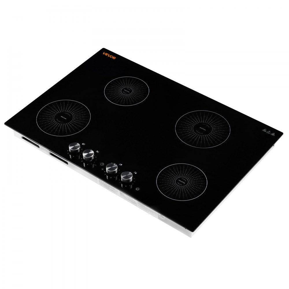 VEVOR Induction Cooktop 30inch 4 Burners Built-in Electric Stove 220V 7200W, Low-Power Continuous Heating, Induction Burner for Kitchen, with 11 Power Levels, Knob Control, and Child Lock