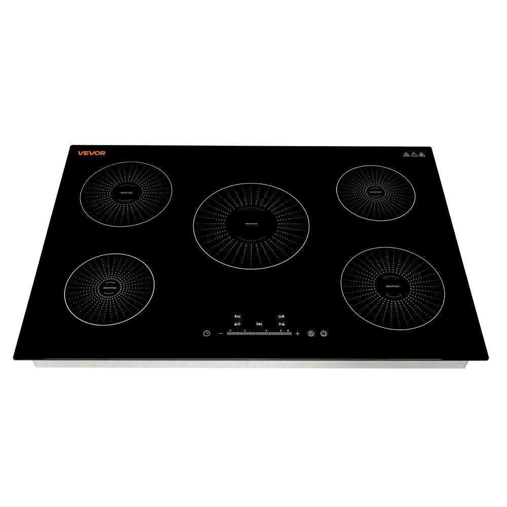VEVOR Induction Cooktop 30in 5 Burners Built-in Electric Stove 220V 9200W, Low-Power Continuous Heating, Induction Burner for Kitchen, 9 Power Levels, LED Touch Screen, Ceramic Glass, Child Lock