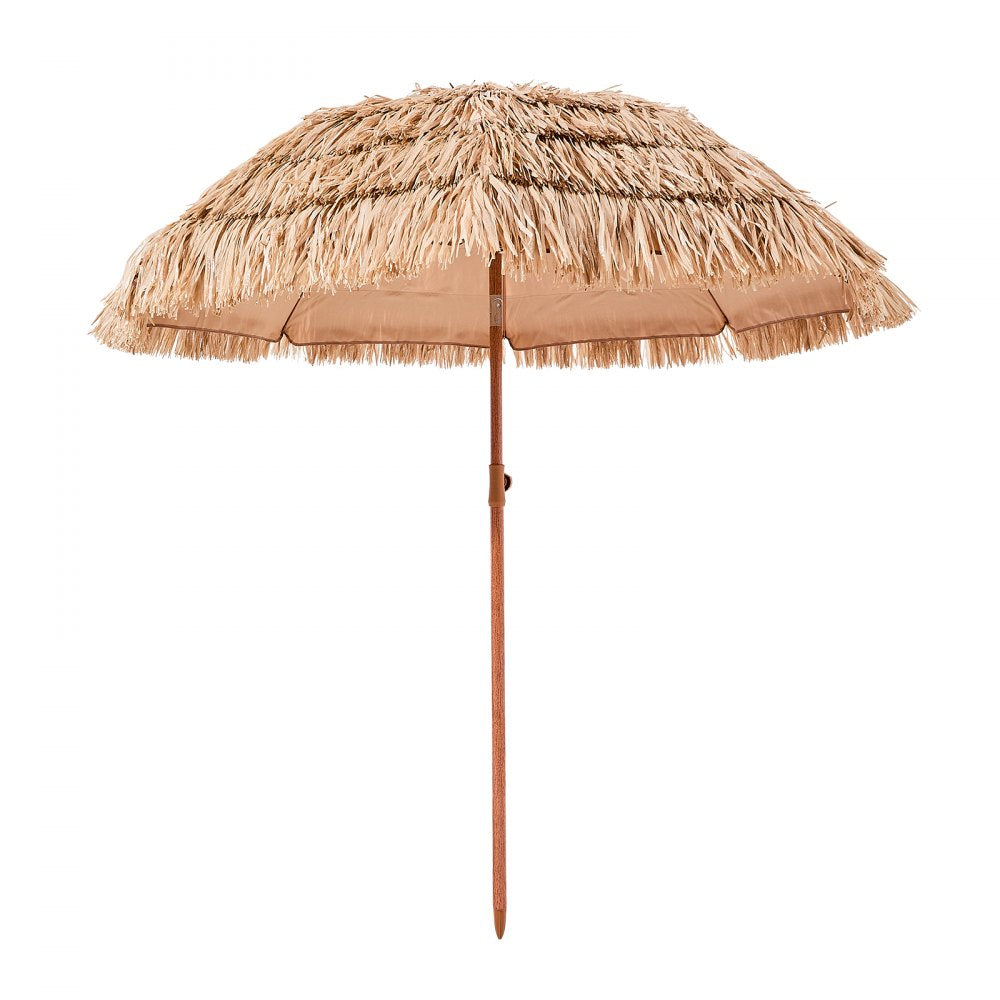 VEVOR Tiki Umbrella 6 ft Thatched Patio Umbrella with Tilt Hawaiian Style Beach Parasol with Durable PP Thatch and 8 Metal Ribs Grass Pool Umbrellas
