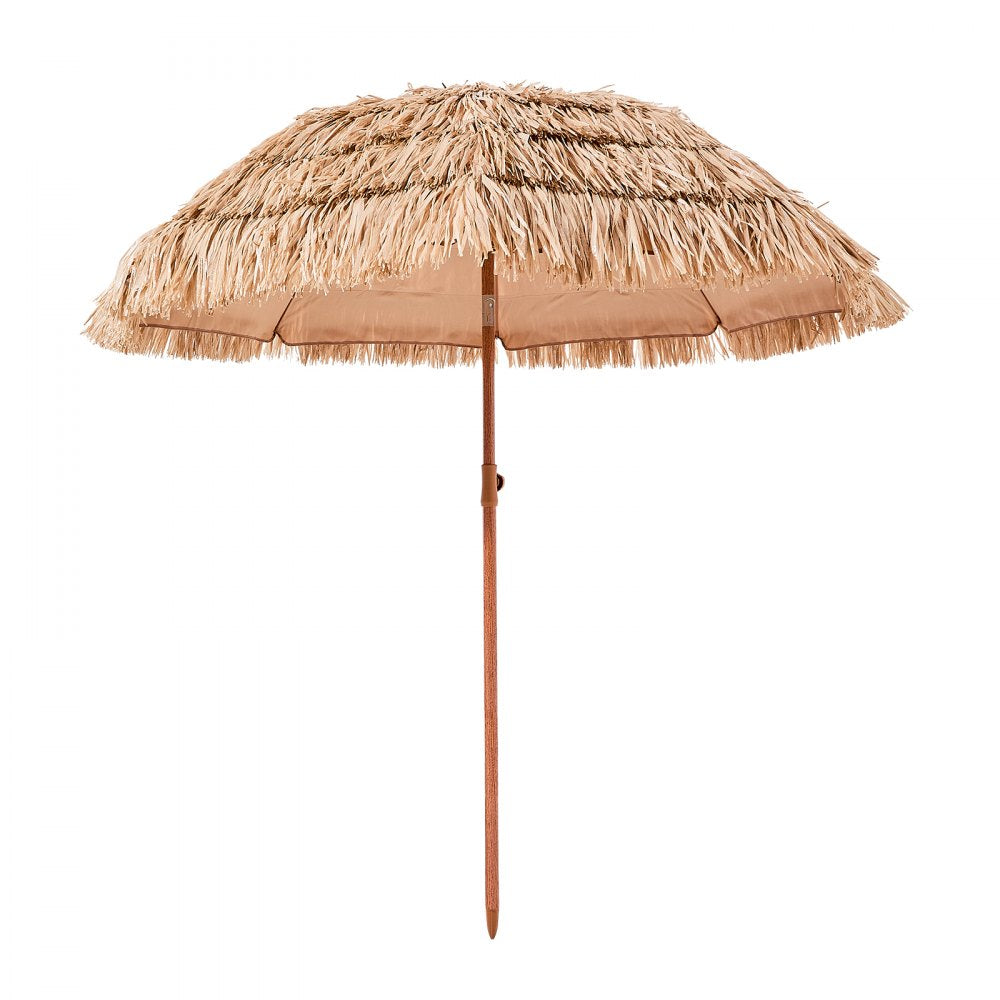 VEVOR Tiki Umbrella 6 ft Thatched Patio Umbrella with Tilt Hawaiian Style Beach Parasol with Durable PP Thatch and 8 Metal Ribs Grass Pool Umbrellas