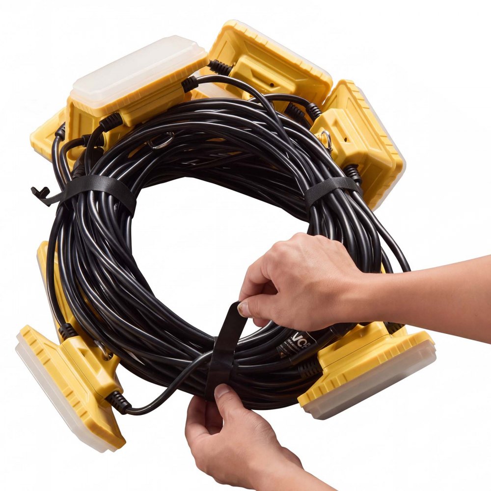 VEVOR Construction String Lights 100FT 150W 10 Bulbs LED String Work Lights, IP65 Waterproof Linkable LED Temporary Jobsite Lighting, 5000K 18000LM, for Construction Site Crawlspace Renovation, 2 Pack