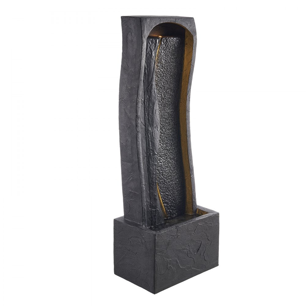VEVOR Outdoor Water Fountain, 38.58 in Height Fountain and Waterfall, 1-Tier Floor Standing Rock Base Style Fountains with with LED Light and Pump, for Outdoor Indoor Garden, Home, Patio & Backyard
