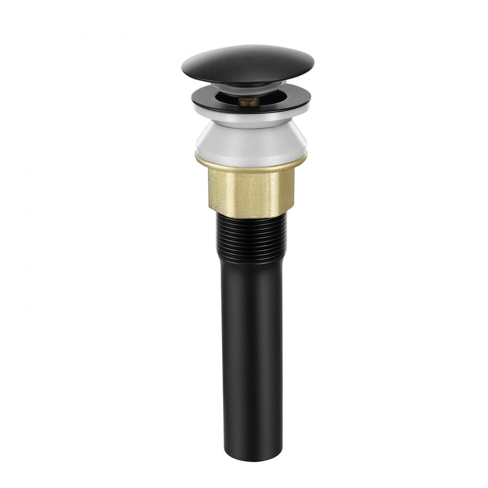 VEVOR Bathroom Sink Drain with Overflow, Brass and 304 Stainless Steel Pop Up Drains, Anti-Clogging Vessel Sink Drain Strainer, All Metal Hair Catcher Drains Stopper, for Sinks with Overflow Holes