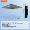 VEVOR Pop Up Canopy Tent, 10 x 10 ft, 250 D PU Silver Coated Tarp, with Portable Roller Bag and 4 Sandbags, Waterproof and Sun Shelter Gazebo for Outdoor Party, Camping, Commercial Events, Dark Gray