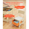 VEVOR Kids Table and 2 Chairs Set, Toddler Table and Chair Set with Storage Space under the Table, Cloth Storage Box under the Chairs, Wooden Desk for Art, Craft, Reading, Learning, Drawing, Burlywood