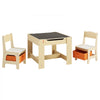 VEVOR Kids Table and 2 Chairs Set, Toddler Table and Chair Set with Storage Space under the Table, Cloth Storage Box under the Chairs, Wooden Desk for Art, Craft, Reading, Learning, Drawing, Burlywood