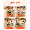 VEVOR Kids Art Table and Chair Set, Toddler Craft Table with 3 Tiers Storage Cabinet, Wooden Kids Activity Play Desk with 2 Chairs, Craft Play Desk for Reading, Learning, Drawing, Writing, Light Wood
