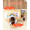 VEVOR Kids Art Table and Chair Set, Toddler Craft Table with 3 Tiers Storage Cabinet, Wooden Kids Activity Play Desk with 2 Chairs, Craft Play Desk for Reading, Learning, Drawing, Writing, Light Wood