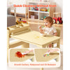 VEVOR Kids Art Table and Chair Set, Toddler Craft Table with 3 Tiers Storage Cabinet, Wooden Kids Activity Play Desk with 2 Chairs, Craft Play Desk for Reading, Learning, Drawing, Writing, Light Wood