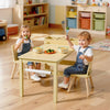 VEVOR Kids Art Table and Chair Set, Toddler Craft Table with 3 Tiers Storage Cabinet, Wooden Kids Activity Play Desk with 2 Chairs, Craft Play Desk for Reading, Learning, Drawing, Writing, Light Wood