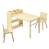 VEVOR Kids Art Table and Chair Set, Toddler Craft Table with 3 Tiers Storage Cabinet, Wooden Kids Activity Play Desk with 2 Chairs, Craft Play Desk for Reading, Learning, Drawing, Writing, Light Wood