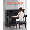 VEVOR Piano Bench, 22" x 13" x 19.3", Keyboard Piano Chair with 19.3"-22.8" Adjustable Height, Padded Cushion, Storage Compartment for Music Books, Wooden Piano Stool Seat, for Vanity, Living Room