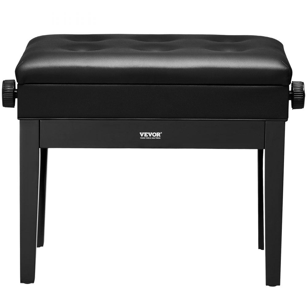 VEVOR Piano Bench, 22" x 13" x 19.3", Keyboard Piano Chair with 19.3"-22.8" Adjustable Height, Padded Cushion, Storage Compartment for Music Books, Wooden Piano Stool Seat, for Vanity, Living Room