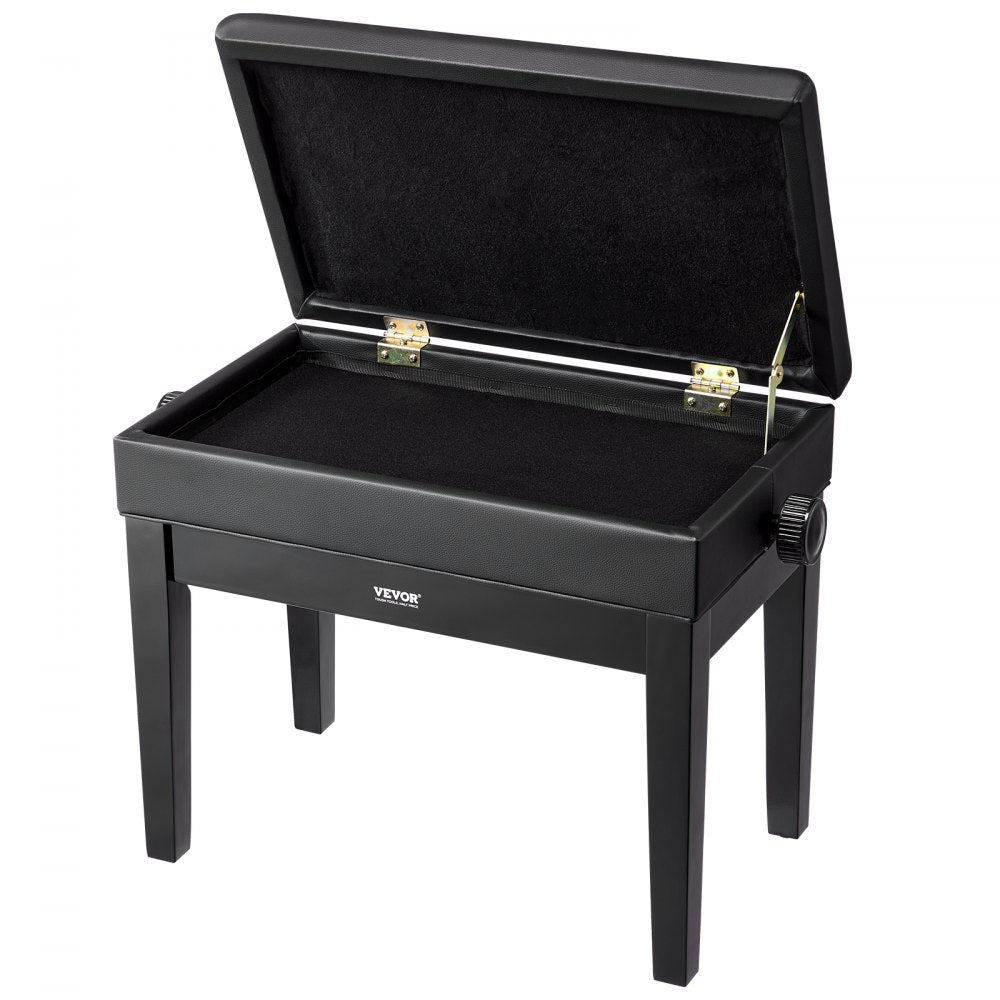 VEVOR Piano Bench, 22" x 13" x 19.3", Keyboard Piano Chair with 19.3"-22.8" Adjustable Height, Padded Cushion, Storage Compartment for Music Books, Wooden Piano Stool Seat, for Vanity, Living Room