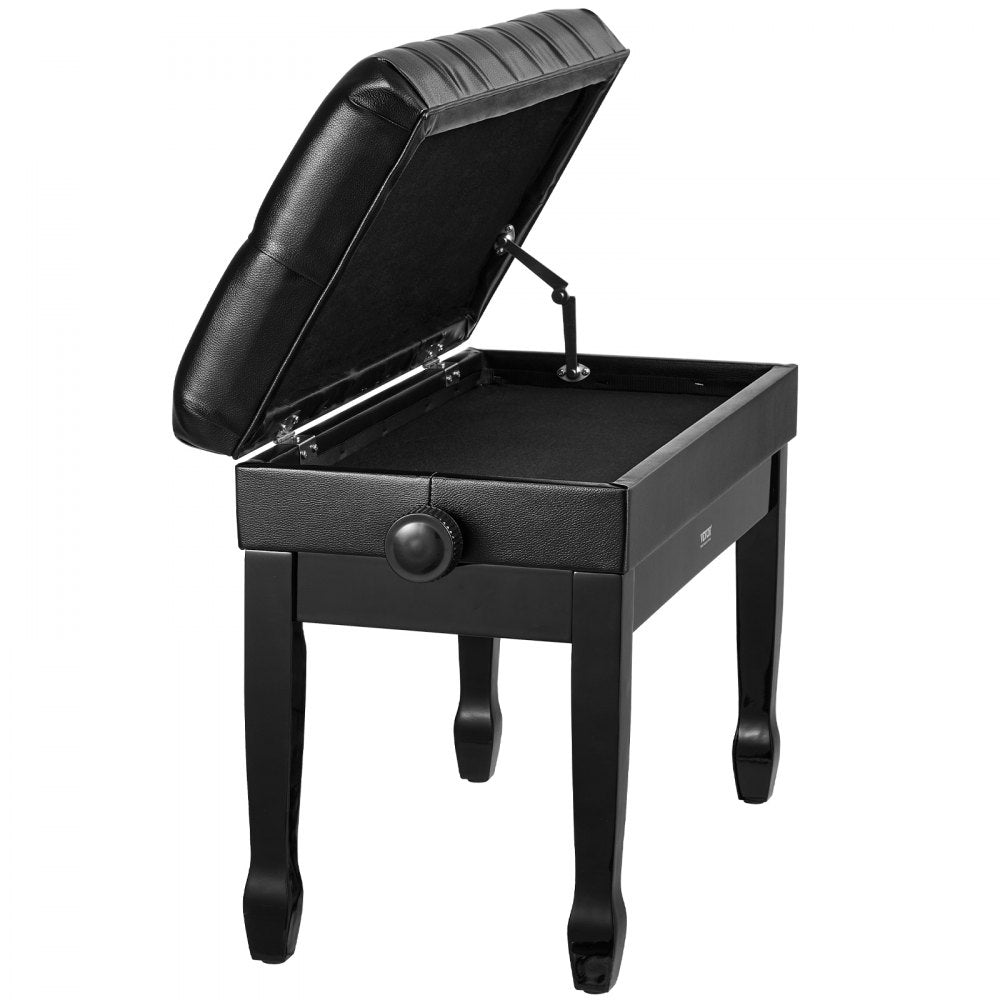 VEVOR Piano Bench, 29.5" x 14" x 20.3", Duet Keyboard Piano Chair with 20.3"-23.4” Adjustable Height, Padded Cushion, Storage Compartment for Music Books, Wooden Piano Stool Seat, for Vanity, Bedroom