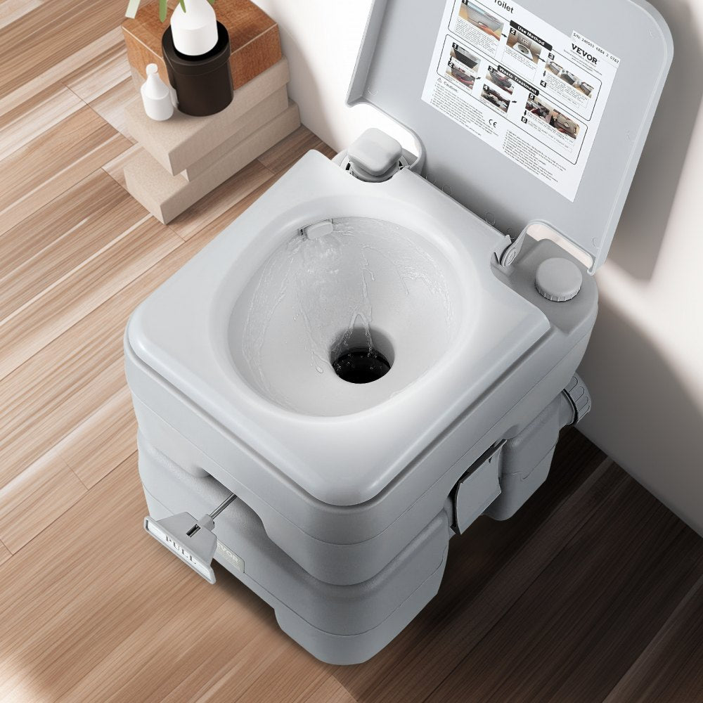 VEVOR Portable Toilet for Camping, Porta Potty with Carry Bag, 5.3 Gal Waste Tank & 3.2 Gal Flush Tank, Push-Button Pressurized Flush Commode, Leak-proof and Odourless Travel Toilet for Camping Car