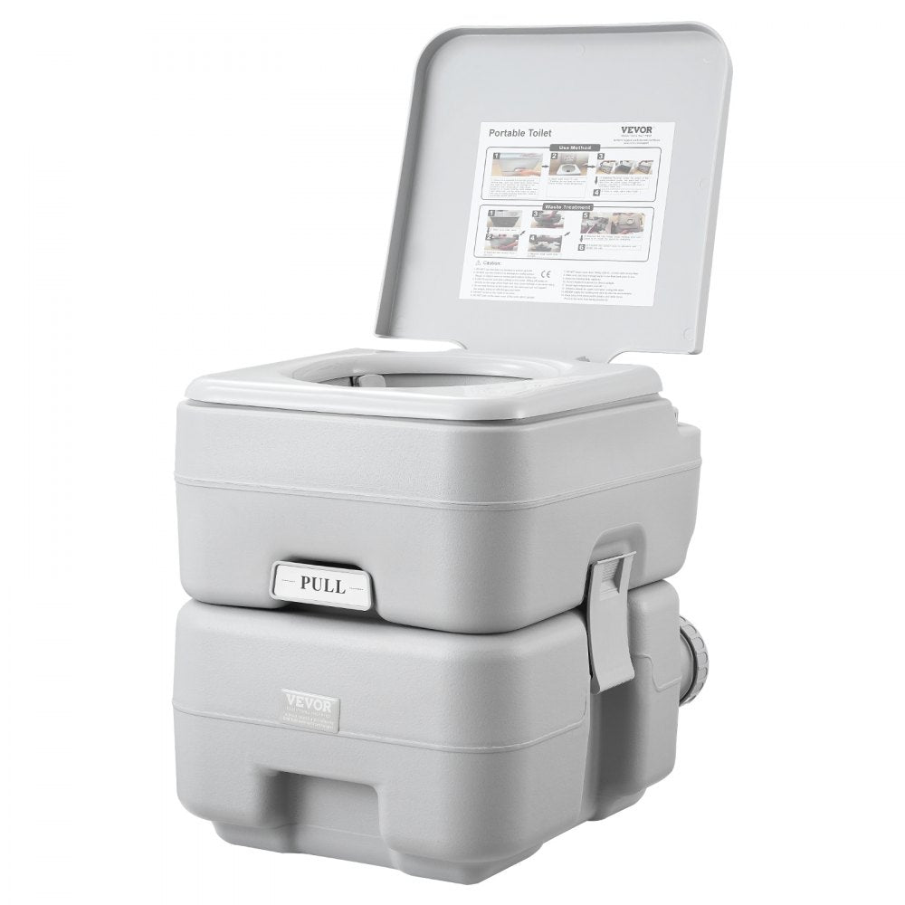 VEVOR Portable Toilet for Camping, Porta Potty with Carry Bag, 5.3 Gal Waste Tank & 3.2 Gal Flush Tank, Push-Button Pressurized Flush Commode, Leak-proof and Odourless Travel Toilet for Camping Car