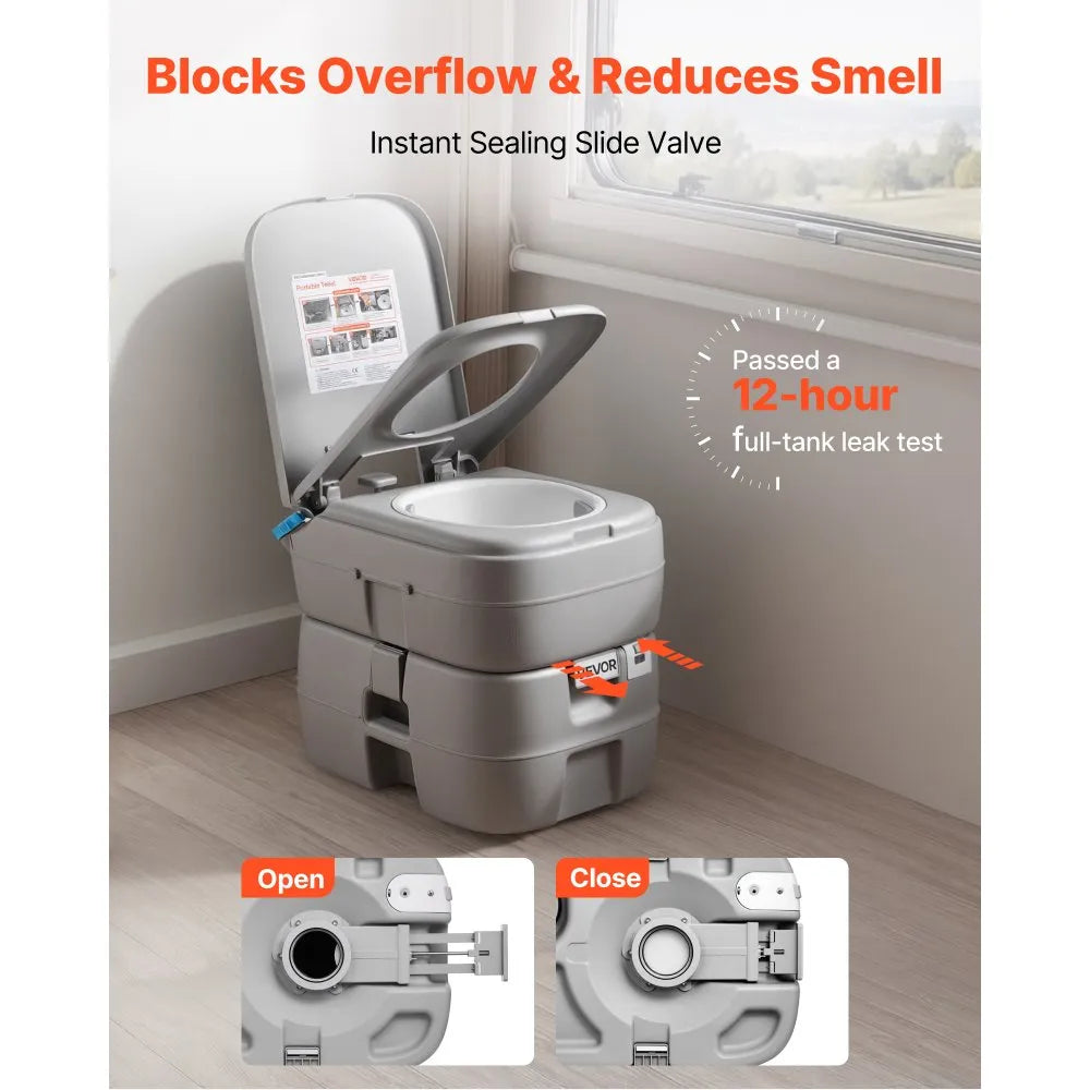 VEVOR Portable Toilet, 7.9 Gallon Detachable Waste Tank, 200 Flushes, Camping Toilet for Adults, Outdoor Travel Potty with Level Indicator, Suitable for RV Travel, Camping, Hiking, Boating and Trips