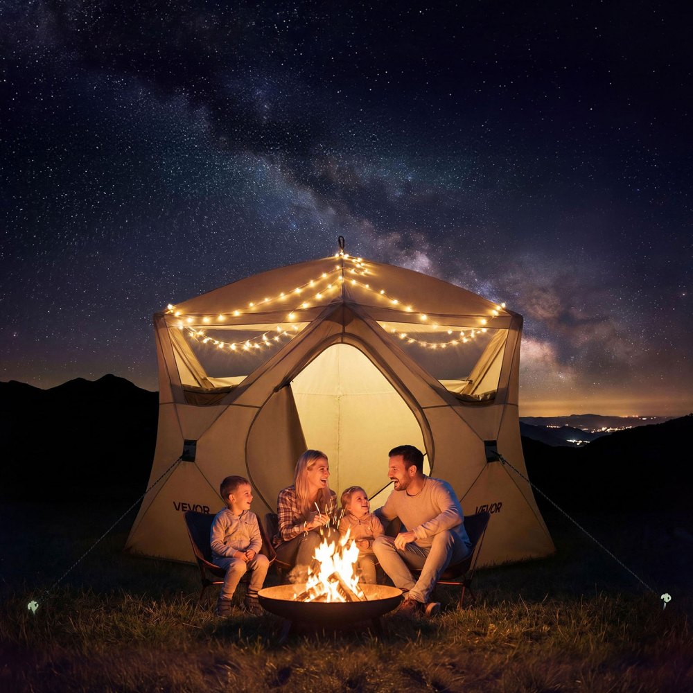 Vevor Camping Tent 4-Person Pop-Up Instant Cabin Tent with Large Mesh – FactoryPure
