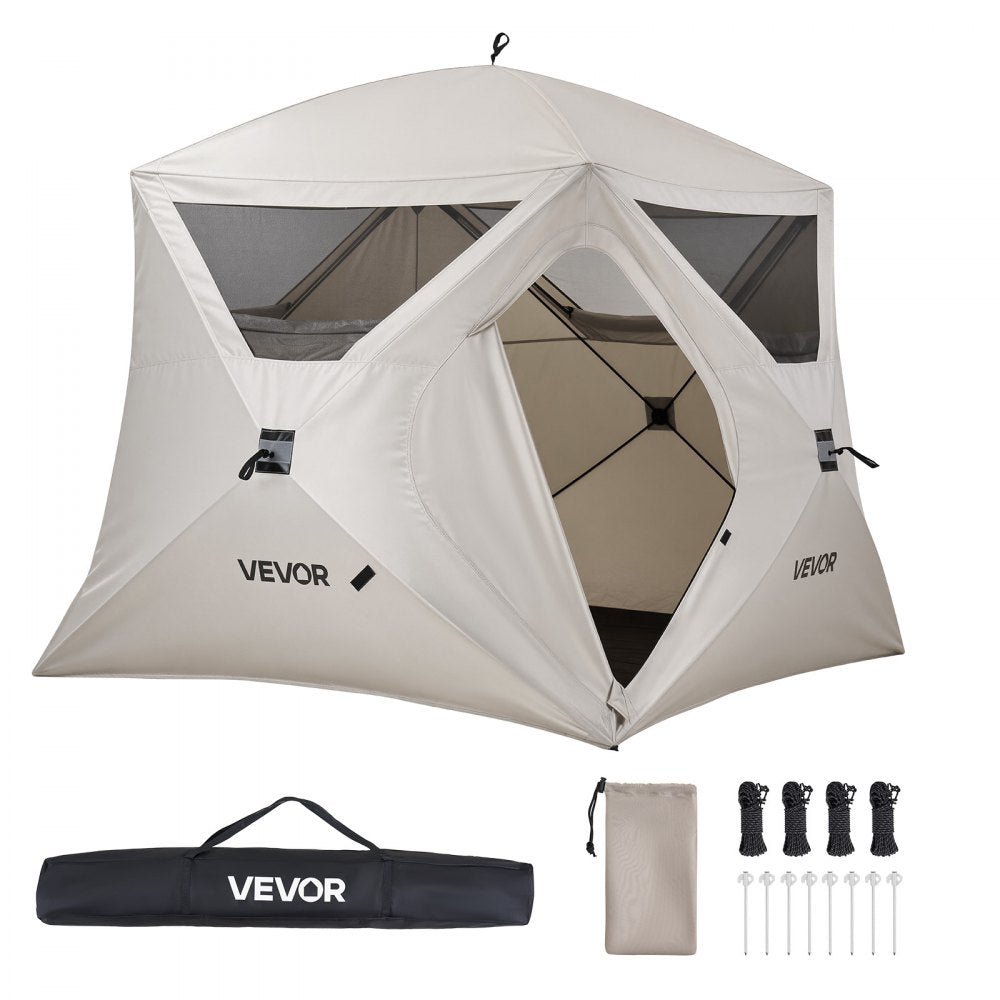 VEVOR Camping Tent, 4 Person Pop Up Instant Cabin Tent with Large Mesh Windows, 60 Seconds Easy Setup, Portable Cabin Hub Tents with Carry Bag for Family Outdoor Camping & Hiking, Upgraded Ventilation