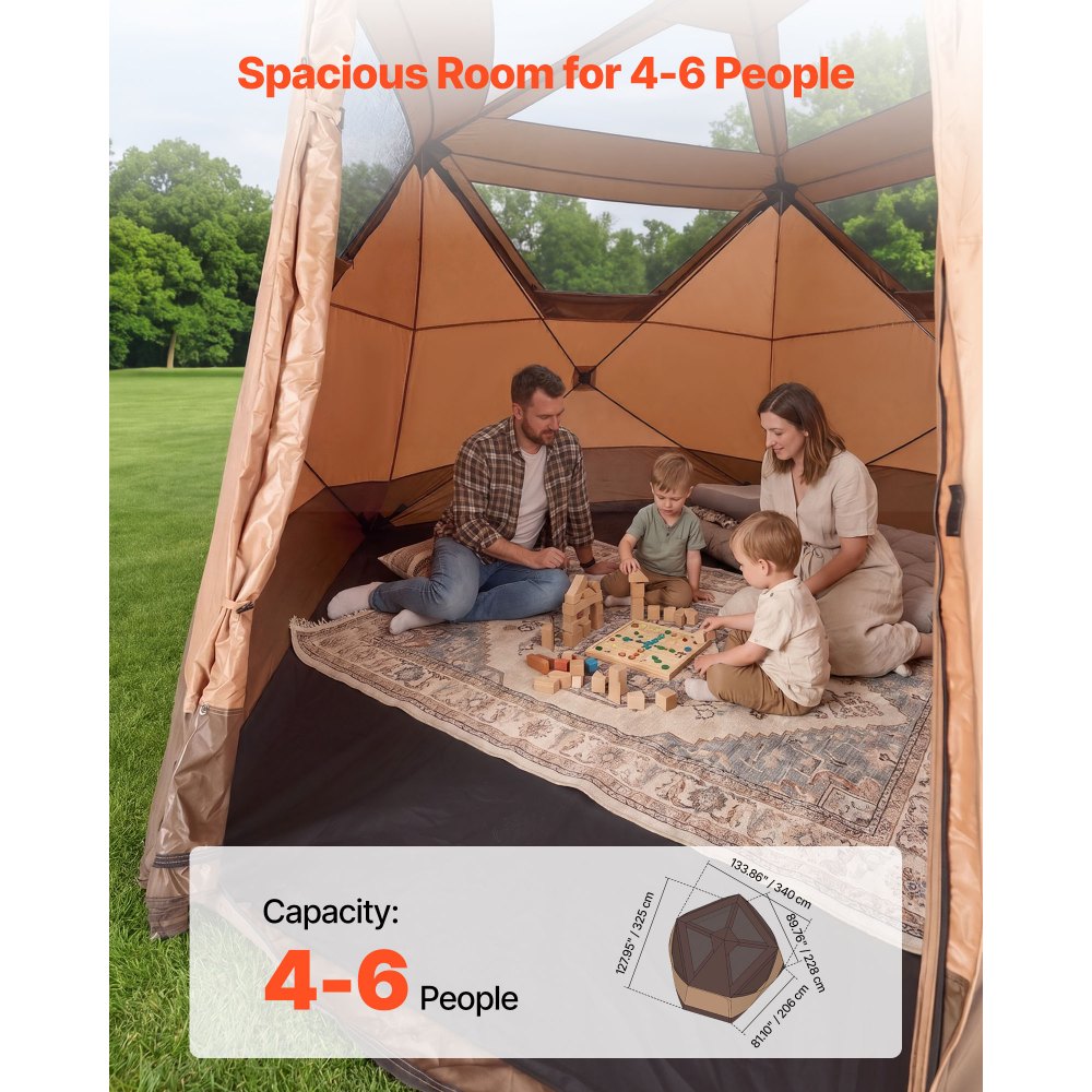 Vevor Camping Tent 6-Person Pop-Up Instant Cabin Tent with Rainfly & L – FactoryPure