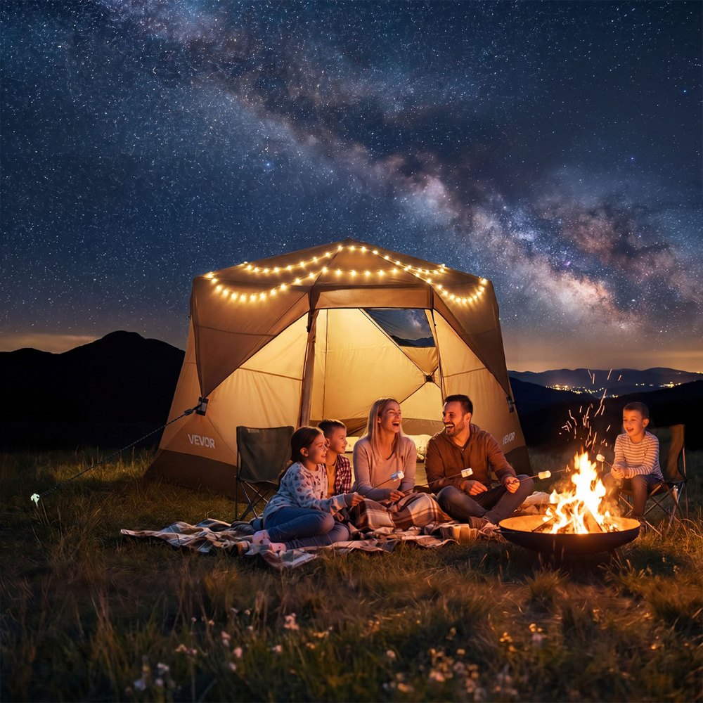 Vevor Camping Tent 6-Person Pop-Up Instant Cabin Tent with Rainfly & L – FactoryPure
