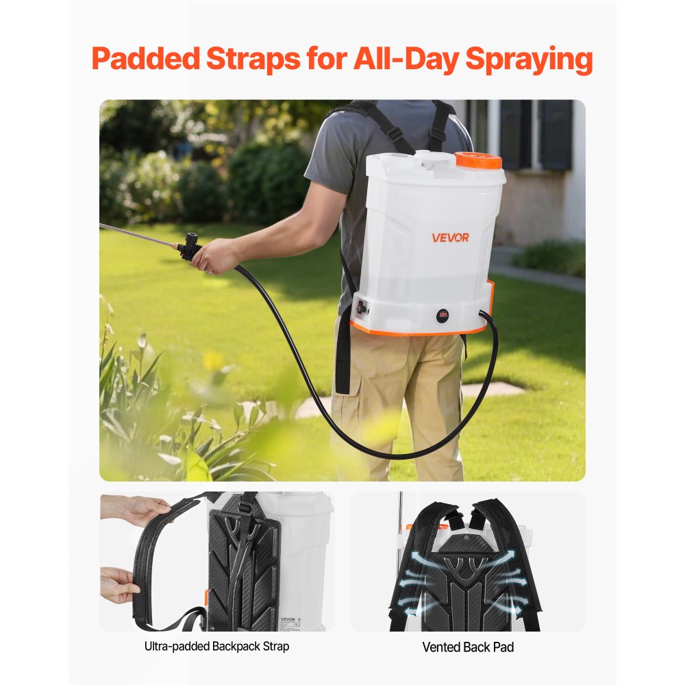 VEVOR Battery Powered Backpack Sprayer, 3.2 Gal Powerful Electric Backpack Sprayer, 2 Retractable Wands & 5 Nozzles, Adjustable 0-90 PSI, 2 Hour Runtime, Portable Weed Sprayers for Yard Garden Lawn
