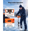 VEVOR Electric Ice Auger 40V Lithium Battery 8" 2 in 1 Cordless Earth Auger, for Ice Fishing & Gardening, Turbo High-Speed Cutting System, Cold-Resistant Post Hole Digger with Drill Bits, Orange/Black