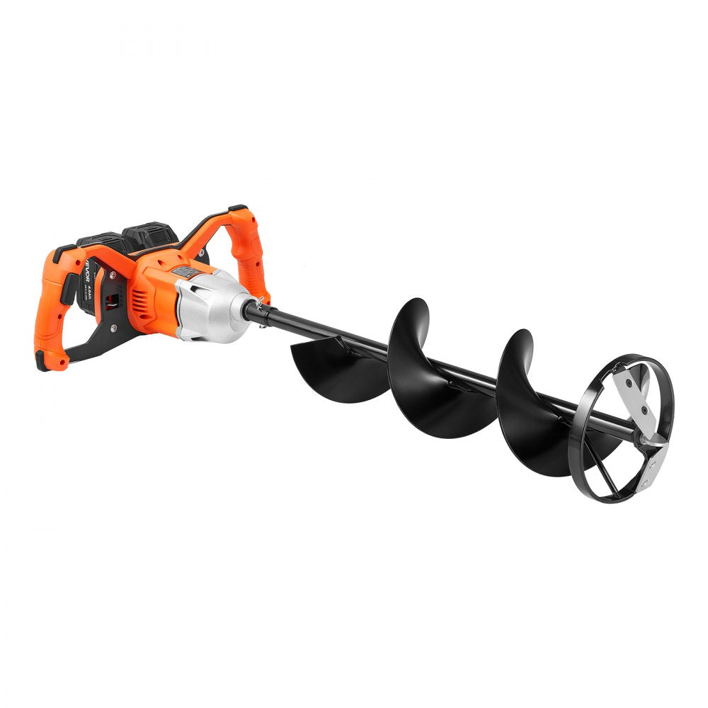 VEVOR Electric Ice Auger 40V Lithium Battery 8" 2 in 1 Cordless Earth Auger, for Ice Fishing & Gardening, Turbo High-Speed Cutting System, Cold-Resistant Post Hole Digger with Drill Bits, Orange/Black