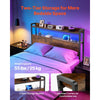 VEVOR Headboard for Full Size Bed, with 2 Storage Shelves, LED Light, 3 Outlets, and 3 USB Ports, Sturdy and Stable Carbon Steel Frame Head Board with Charging Station, Adjustable Height, Black
