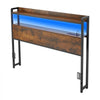 VEVOR Headboard for Full Size Bed, with 2 Storage Shelves, LED Light, 3 Outlets, and 3 USB Ports, Sturdy and Stable Carbon Steel Frame Head Board with Charging Station, Adjustable Height, Black