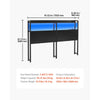 VEVOR Headboard for Queen Size Bed, with 2 Storage Shelves, LED Light, 3 Outlets, and 3 USB Ports, Sturdy and Stable Carbon Steel Frame Head Board with Charging Station, Adjustable Height, Black