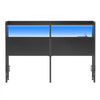 VEVOR Headboard for Queen Size Bed, with 2 Storage Shelves, LED Light, 3 Outlets, and 3 USB Ports, Sturdy and Stable Carbon Steel Frame Head Board with Charging Station, Adjustable Height, Black