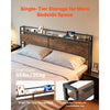 VEVOR Headboard for King Size Bed, with Storage Shelf, 2 Outlets, 1 USB and 1 Type-C Port, Sturdy and Stable Carbon Steel Frame Head Board with Charging Station, Adjustable Height, Black and Brown