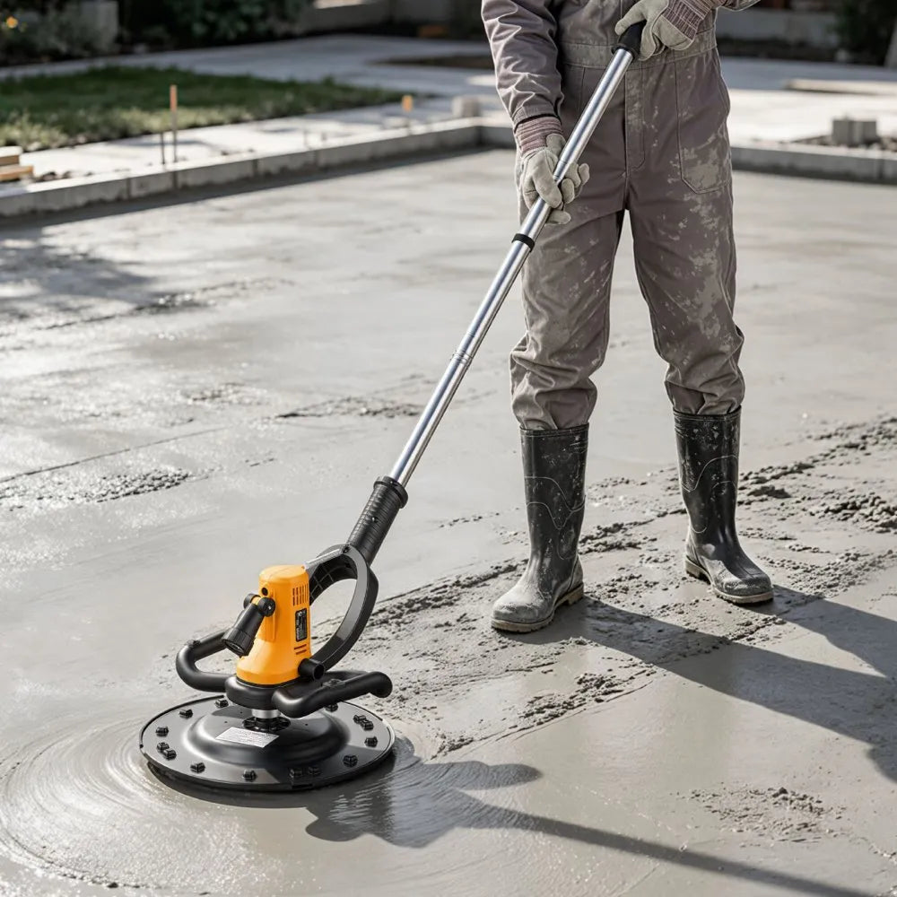 VEVOR Electric Power Trowel, 800W Concrete Finishing Machine Corded with Mixing Rod, 6-Speed Adjustable 120–200 RPM, Steel & Plastic Trowel Discs, Extension Handle, Floor Smoothing Cement Finisher