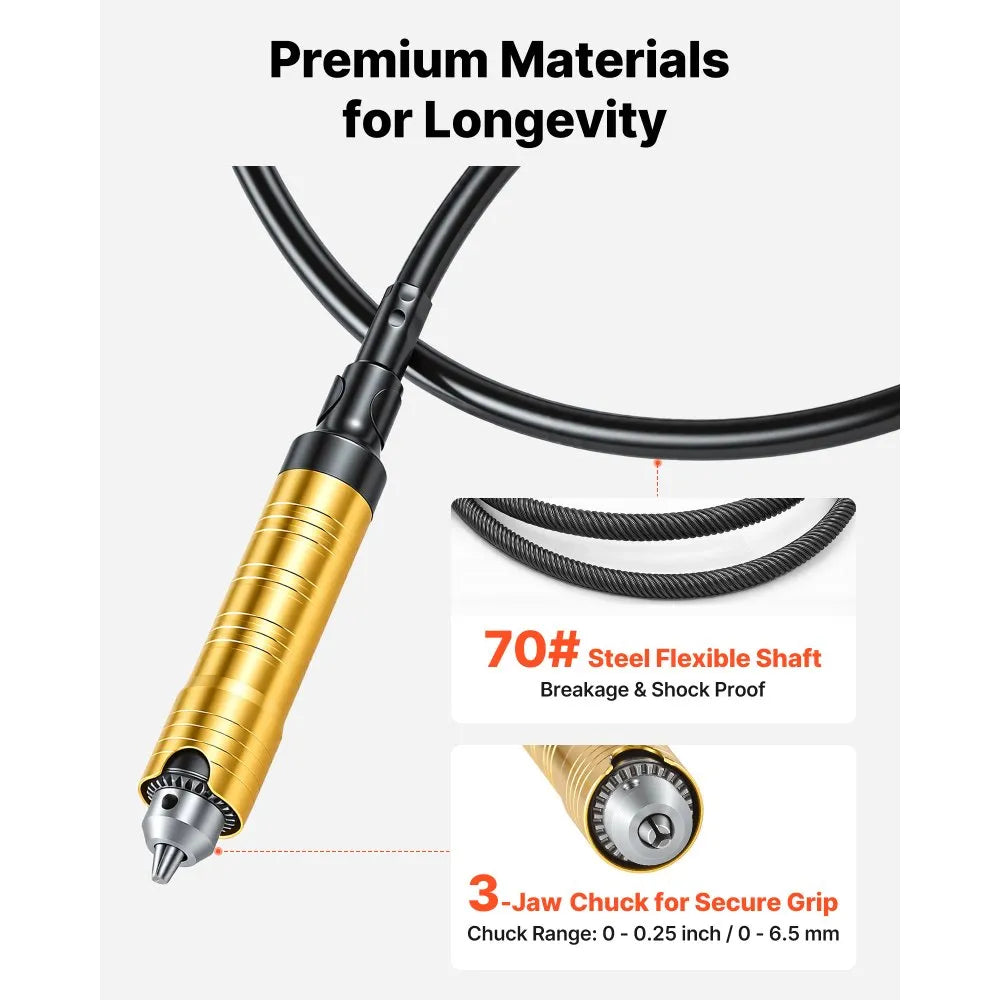 VEVOR Flex Shaft Grinder, 1000W 30000RPM Electric Flex Shaft Rotary Tool, Foot-Pedal Control Hanging Carver Grinder with 74PCS Accessory Kit for Sanding Buffing Polishing Cutting