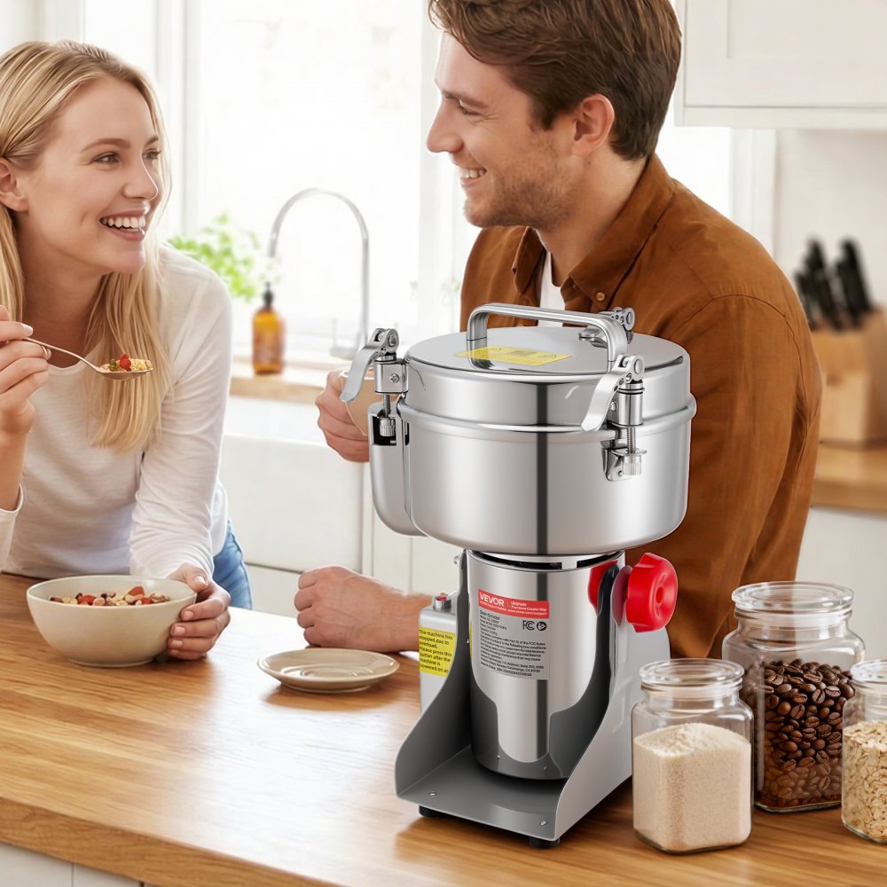 VEVOR 2500g Electric Grain Mill Grinder, 3400W 32000RPM High Speed Spice Corn Dry Grinding Machine, Stainless Steel Pulverizer Powder Machine for Dried Grains Coffee Beans Spices Nuts (270° Swing Type)