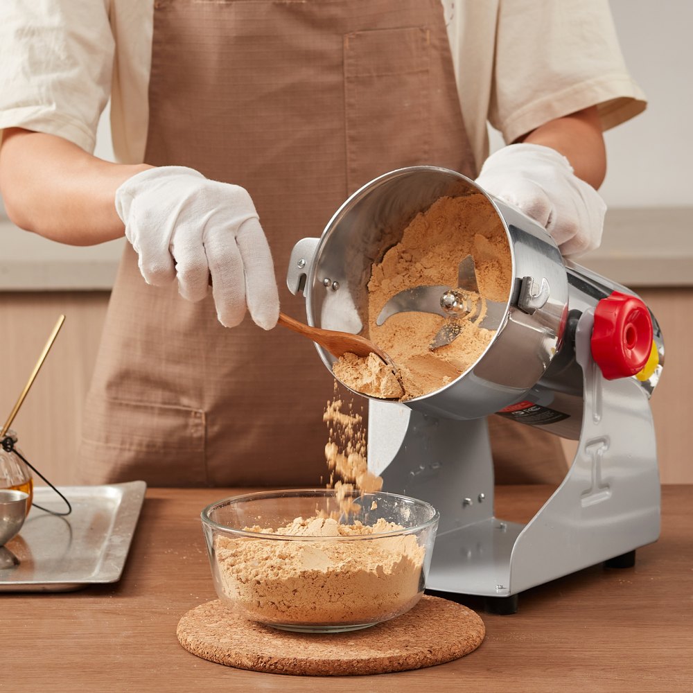 VEVOR 500g Electric Grain Mill Grinder, High Speed 2000W Commercial Spice Grinders, Stainless Steel Pulverizer Powder Machine, for Dry Grains Spices Cereals Coffee Corn Pepper, Swing Type