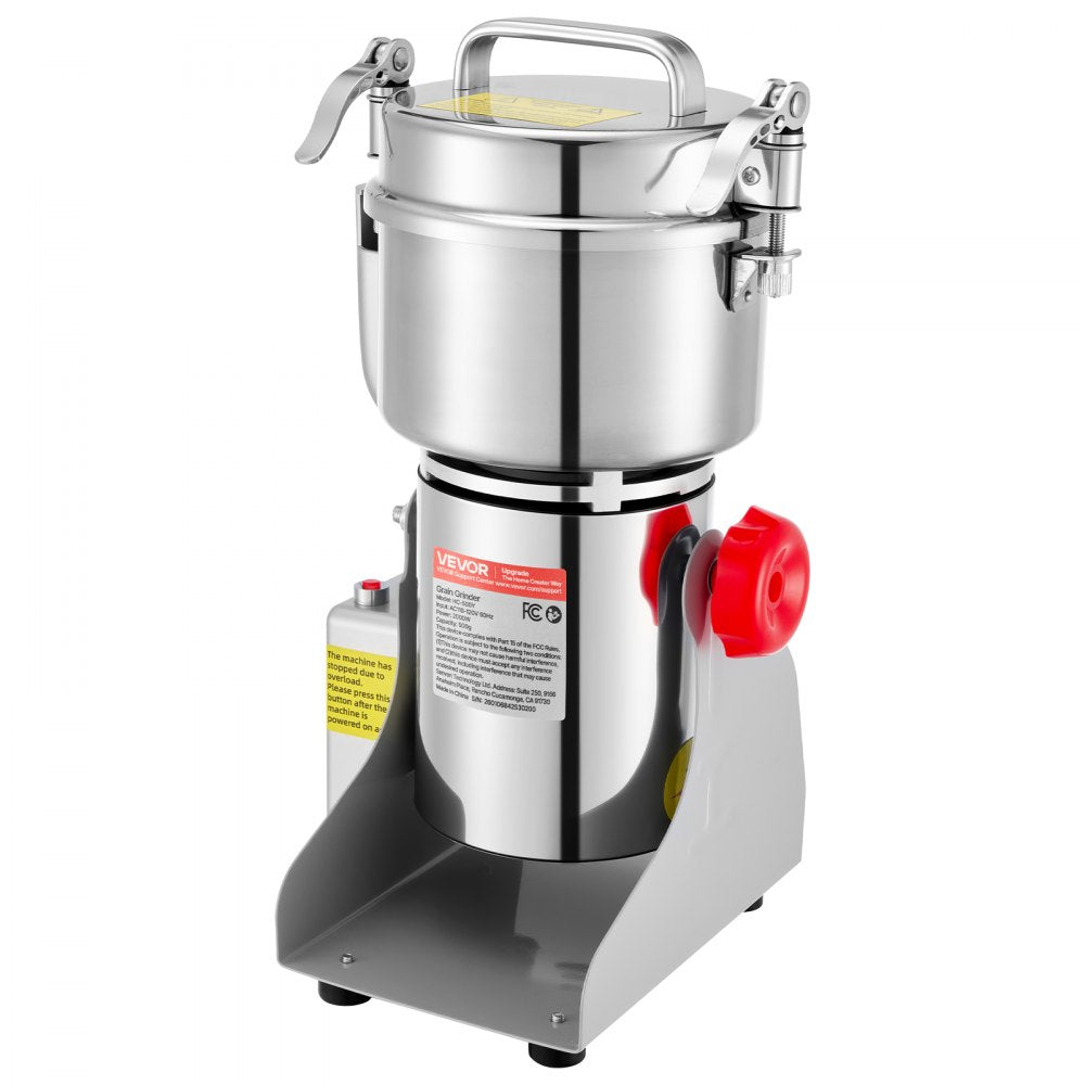 VEVOR 500g Electric Grain Mill Grinder, 2000W 28000RPM High Speed Spice Corn Dry Grinding Machine, Stainless Steel Pulverizer Powder Machine for Dried Grains Coffee Beans Spices Nuts (270° Swing Type)