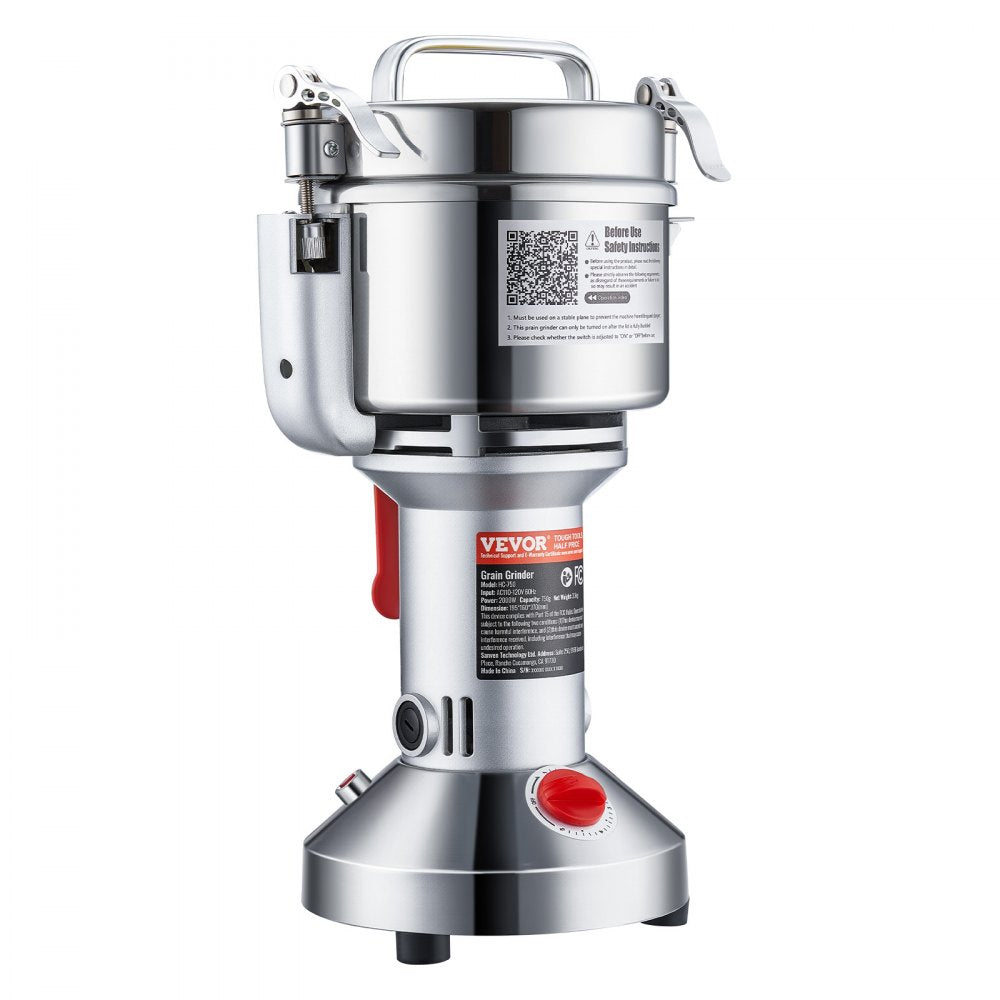 VEVOR 750g Electric Grain Mill Grinder, High Speed 2000W Commercial Spice Grinders, Stainless Steel Pulverizer Powder Machine, for Dry Grains Spices Cereals Coffee Corn Pepper, Straight Type