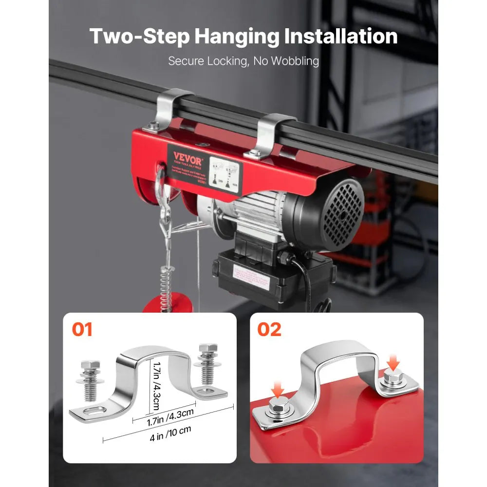 VEVOR Wireless Electric Hoist, 440 lbs 110V Electric Steel Wire Winch with Wireless Remote Control, 40ft Single Cable Lifting Height & Pure Copper Motor, for Garage Warehouse Factory