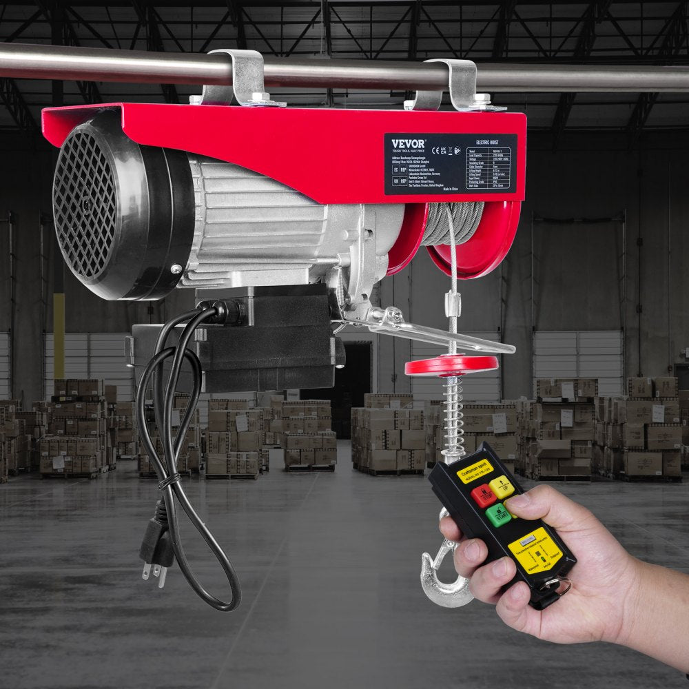 VEVOR Wireless Electric Hoist, 440 lbs 110V Electric Steel Wire Winch with Wireless Remote Control, 40ft Single Cable Lifting Height & Pure Copper Motor, for Garage Warehouse Factory