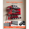 VEVOR Power Tool Organizer Wall Mount, 3-Layer Storage Rack with 4 Drill Holders, Tools Holder and Storage Rack with Side Pegboards, Garage Tool Organizer for Garage, Workbench, and Workshop