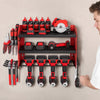 VEVOR Power Tool Organizer Wall Mount, 3-Layer Storage Rack with 4 Drill Holders, Tools Holder and Storage Rack with Side Pegboards, Garage Tool Organizer for Garage, Workbench, and Workshop